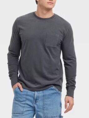 Goodfellow & Co Men's Vintage Long Sleeve Pocket T-Shirt Sz Small